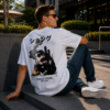 Urban Rebel Oversized T-Shirt for Men | Anime Graphic Back Print | Loopknit 240 GSM Premium Cotton | Streetwear Drop Shoulder Tee