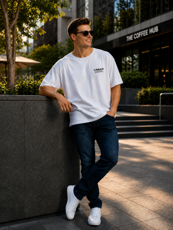 Urban Rebel Oversized T-Shirt for Men | Anime Graphic Back Print | Loopknit 240 GSM Premium Cotton | Streetwear Drop Shoulder Tee