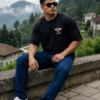 Mens Oversized Garuda Graphic T-Shirt with Powerful Back Print | Premium Loopknit 240 GSM | Mythological Streetwear & Casual Wear for Men by giftspeaks