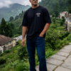 Mens Oversized Garuda Graphic T-Shirt with Powerful Back Print | Premium Loopknit 240 GSM | Mythological Streetwear & Casual Wear for Men by giftspeaks