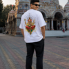 Mens Oversized White T-Shirt | Lord Ganesha Graphic Print | Loopknit 240 GSM Premium Heavy Fabric | Spiritual Streetwear T-Shirt for Men