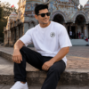 Mens Oversized White T-Shirt | Lord Ganesha Graphic Print | Loopknit 240 GSM Premium Heavy Fabric | Spiritual Streetwear T-Shirt for Men