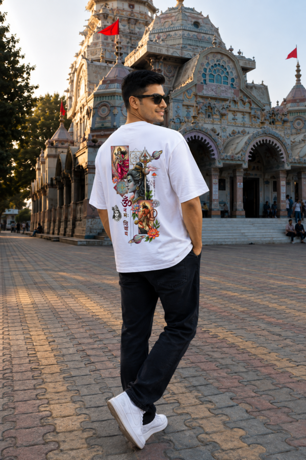 ChatGPT Image Aug 3, 2026, 06_30_32 PM Mens Oversized White T-Shirt | Lord Shiva Om Namah Shivaya Graphic Print | Loopknit 240 GSM Premium Heavy Fabric | Spiritual Streetwear T-Shirt for Men