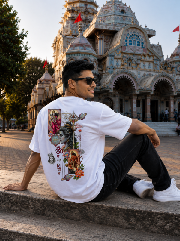 ChatGPT Image Aug 3, 2026, 06_31_59 PM Mens Oversized White T-Shirt | Lord Shiva Om Namah Shivaya Graphic Print | Loopknit 240 GSM Premium Heavy Fabric | Spiritual Streetwear T-Shirt for Men