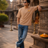 ChatGPT Image Aug 4, 2026, 02_44_57 PM Unisex Oversized Dancing Hanuman Graphic T-Shirt Energetic Devotion Design, Beige Cotton Tee