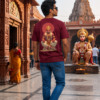 ChatGPT Image Aug 4, 2026, 03_24_26 PM Unisex Oversized Hanuman Graphic Printed T-Shirt for Men & Women | Spiritual Devotional Back Print Oversized Tee | Maroon Half Sleeve Loose Fit Streetwear T-Shirt | Loopknit 240 GSM Premium Cotton Casual Wear