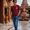 ChatGPT Image Aug 4, 2026, 03_24_29 PM Unisex Oversized Hanuman Graphic Printed T-Shirt for Men & Women | Spiritual Devotional Back Print Oversized Tee | Maroon Half Sleeve Loose Fit Streetwear T-Shirt | Loopknit 240 GSM Premium Cotton Casual Wear