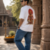 ChatGPT Image Aug 5, 2026, 02_23_56 PM Unisex Oversized Hanuman Graphic Printed T-Shirt for Men & Women | Spiritual Devotional Back Print Oversized Tee | White Half Sleeve Loose Fit Streetwear T-Shirt | Loopknit 240 GSM Premium Cotton Casual Wear