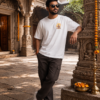 Unisex Oversized Hanuman Warrior Graphic T-Shirt | Bold Devotion Design, White Cotton Tee