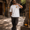 Unisex Oversized Hanuman Warrior Graphic T-Shirt | Bold Devotion Design, White Cotton Tee