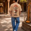 ChatGPT Image Aug 5, 2026, 05_07_38 PM Unisex Oversized Hanuman Warrior Graphic T-Shirt Bold Devotion Design, Beige Cotton Tee