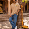 ChatGPT Image Aug 5, 2026, 05_07_47 PM Unisex Oversized Hanuman Warrior Graphic T-Shirt Bold Devotion Design, Beige Cotton Tee