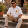 ChatGPT Image Aug 5, 2026, 05_30_08 PM Unisex Oversized Meditating Hanuman Graphic T-Shirt | Spiritual Calm Design, White Cotton Tee