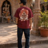 ChatGPT Image Aug 5, 2026, 05_39_13 PM Unisex Oversized Meditating Hanuman Graphic T-Shirt Spiritual Calm Design, Maroon Cotton Tee