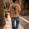 ChatGPT Image Aug 5, 2026, 05_49_12 PM Unisex Oversized Shiva & Hanuman Graphic T-Shirt Divine Fusion Artwork, beige/camel Cotton Tee