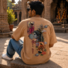 ChatGPT Image Aug 5, 2026, 05_50_47 PM Unisex Oversized Shiva & Hanuman Graphic T-Shirt Divine Fusion Artwork, beige/camel Cotton Tee