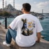 Unisex Oversized White Krishna Graphic Printed T-Shirt | Spiritual Devotional Theme Round Neck Half Sleeve Casual Streetwear Tee | Relaxed Fit Graphic T-Shirt for Men & Women Daily Wear, Travel & Festivals