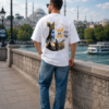 Unisex Oversized White Krishna Graphic Printed T-Shirt | Spiritual Devotional Theme Round Neck Half Sleeve Casual Streetwear Tee | Relaxed Fit Graphic T-Shirt for Men & Women Daily Wear, Travel & Festivals