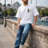 Unisex Oversized White Krishna Graphic Printed T-Shirt | Spiritual Devotional Theme Round Neck Half Sleeve Casual Streetwear Tee | Relaxed Fit Graphic T-Shirt for Men & Women Daily Wear, Travel & Festivals
