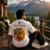 Yaduvanshi Oversized T-Shirt for Men | Krishna Balram Divine Art White Tee | Loopknit 240 GSM