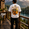 Yaduvanshi Oversized T-Shirt for Men | Krishna Balram Divine Art White Tee | Loopknit 240 GSM