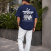 Men Oversized Navy Blue Graphic Printed T-Shirt | Street Hip-Hop Back Print | Premium Loopknit Cotton 240 GSM | Casual Urban Style Tee