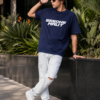 Men Oversized Navy Blue Graphic Printed T-Shirt | Street Hip-Hop Back Print | Premium Loopknit Cotton 240 GSM | Casual Urban Style Tee
