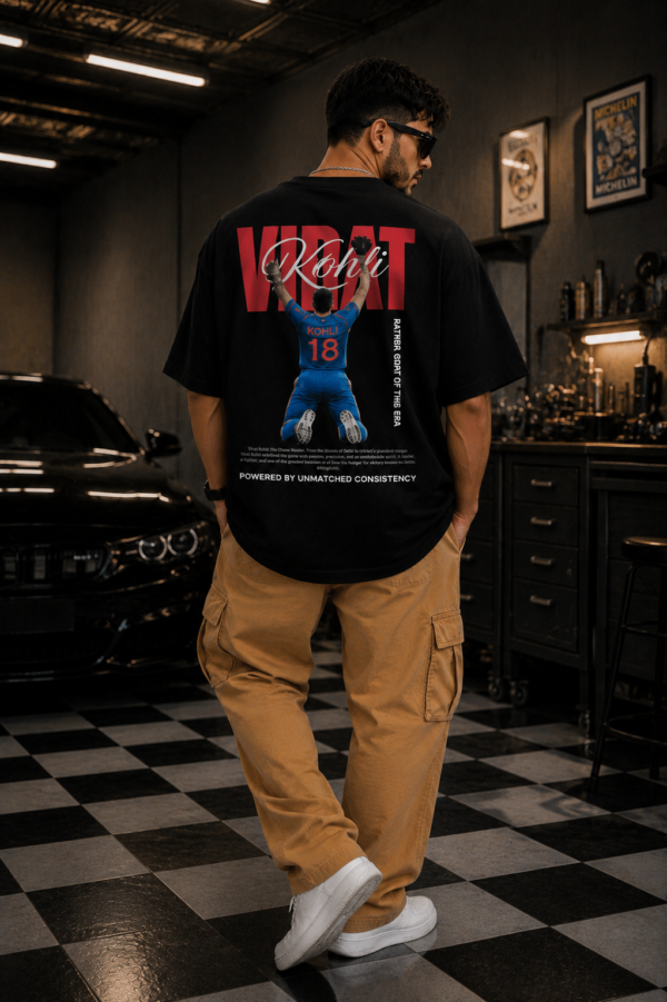 Men's Cricket Legend Graphic Oversized T-Shirt | Bold Victory Back Print | Premium Loopknit 240 GSM Cotton | Statement Streetwear Fit