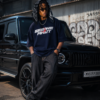 Men's Navy Blue Oversized Graphic T-Shirt | Hip-Hop Street Style Back Print | Premium Cotton Casual Wear