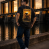 Men's Oversized Black Graphic T-Shirt | Karna Mahabharata Back Print | Loopknit 240 GSM Streetwear Tee