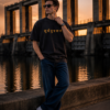 Men's Oversized Black Graphic T-Shirt | Karna Mahabharata Back Print | Loopknit 240 GSM Streetwear Tee