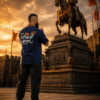 Shivaji Maharaj Oversized T-Shirt for Men | Navy Blue Drop Shoulder Tee | Loopknit 240 GSM Premium Streetwear | Maratha Pride Edition