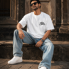 Shivray White Oversized T Shirt for Men | Shivaji Maharaj Printed Oversize Cotton T-Shirt | Premium Loopknit 240 GSM Streetwear Graphic Tee | Royal Maratha Culture T Shirt � Giftspeaks
