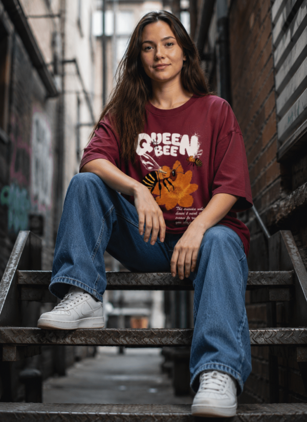 ChatGPT Image Jul 21, 2026, 03_56_20 PM Womens Oversized Queen Bee Graphic T-Shirt | Premium Loopknit 240 GSM | Stylish Casual Wear by giftspeaks
