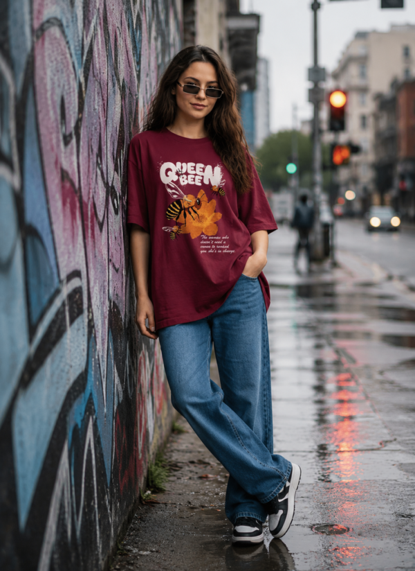 ChatGPT Image Jul 21, 2026, 04_03_00 PM Womens Oversized Queen Bee Graphic T-Shirt | Premium Loopknit 240 GSM | Stylish Casual Wear by giftspeaks