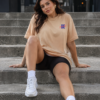 ChatGPT Image Jul 21, 2026, 04_20_47 PM Women Beige Oversized T-Shirt with Be Yourself Print | Loopknit 240 GSM | Casual Aesthetic Graphic Tee
