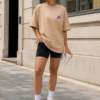 ChatGPT Image Jul 21, 2026, 04_25_33 PM Women Beige Oversized T-Shirt with Be Yourself Print | Loopknit 240 GSM | Casual Aesthetic Graphic Tee