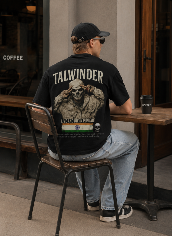 ChatGPT Image Jul 21, 2026, 12_25_10 PM Talwinder Skull Graphic Oversized Black T-Shirt for Men | Back Print Streetwear Cotton Tee | Punjabi Hip Hop Style | Giftspeaks