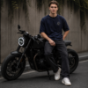 ChatGPT Image Jul 22, 2026, 03_16_59 PM Mens Oversized Navy Blue Biker Graphic T-Shirt | Urban Rider Back Print | Premium Loopknit Cotton 240 GSM | Streetwear Motorcycle Statement Tee