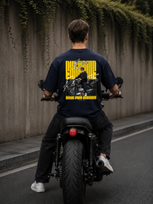 ChatGPT Image Jul 22, 2026, 03_18_51 PM Mens Oversized Navy Blue Biker Graphic T-Shirt | Urban Rider Back Print | Premium Loopknit Cotton 240 GSM | Streetwear Motorcycle Statement Tee
