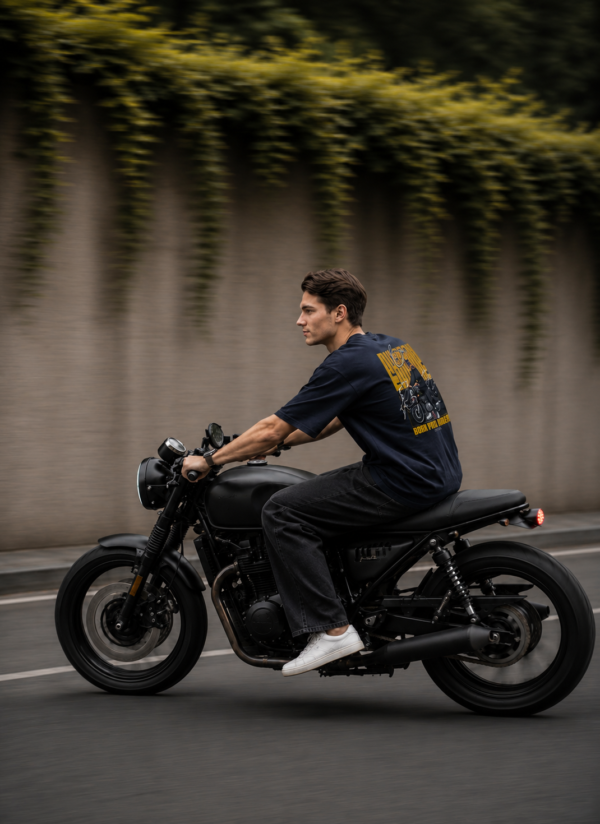 ChatGPT Image Jul 22, 2026, 03_22_52 PM Mens Oversized Navy Blue Biker Graphic T-Shirt | Urban Rider Back Print | Premium Loopknit Cotton 240 GSM | Streetwear Motorcycle Statement Tee