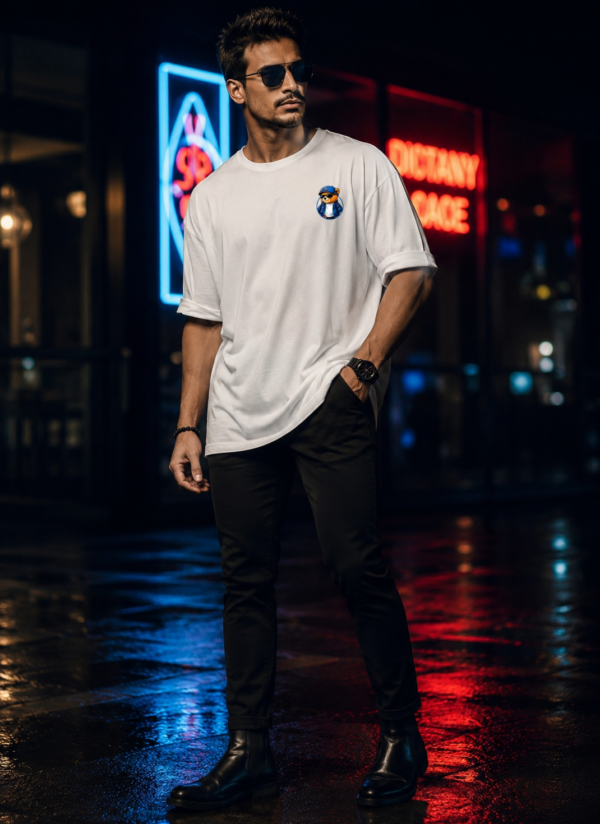 Awesome 1968 Anime Bear Oversized T-Shirt for Men | Birthday Special Cartoon Bear Back Print DTF T-Shirt | Modern Streetwear Casual Wear | Premium Loopknit 240 GSM Oversized Fit BY Giftspeaks