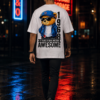 Awesome 1968 Anime Bear Oversized T-Shirt for Men | Birthday Special Cartoon Bear Back Print DTF T-Shirt | Modern Streetwear Casual Wear | Premium Loopknit 240 GSM Oversized Fit BY Giftspeaks