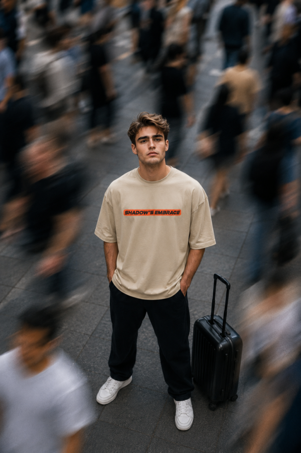 Men Oversized Graphic T-Shirt | Shadows Embrace Back Print | Loopknit 240 GSM Heavyweight Streetwear Tee