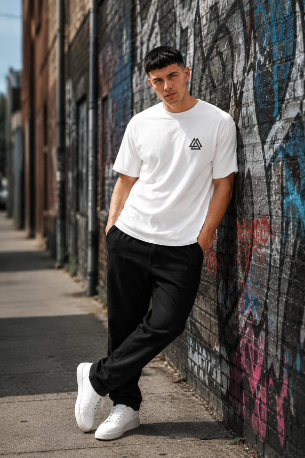 ChatGPT Image Jul 22, 2026, 12_35_20 PM Men Oversized White Norse Raven Symbol Graphic T-Shirt | Viking Compass Back Print | Premium Loopknit Cotton 240 GSM | Mythology Streetwear Tee