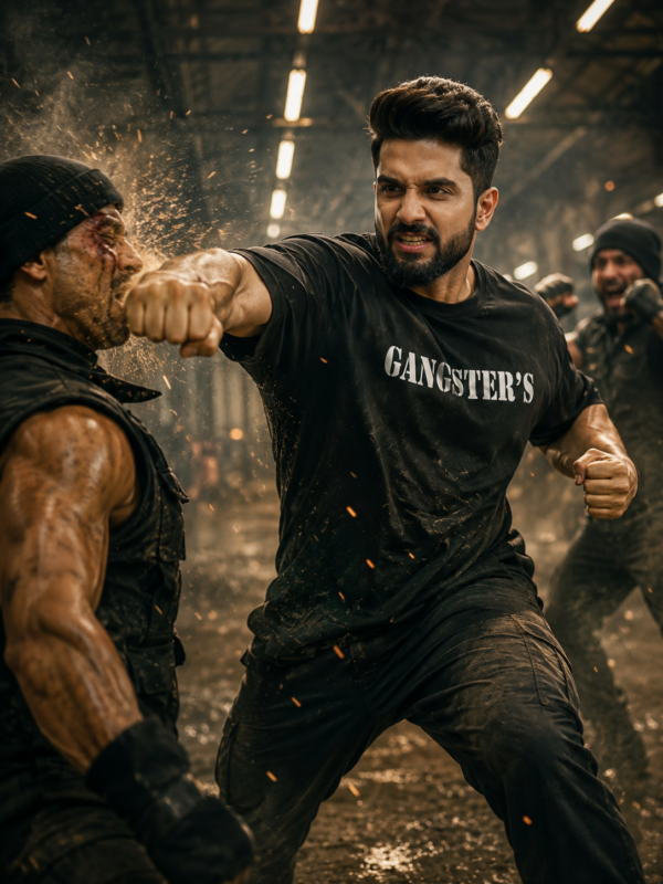 ChatGPT Image Jul 23, 2026, 02_26_37 PM Gangster Evolution Oversized Black T-Shirt for Men | 240 GSM Premium Cotton | DTF Print Streetwear Tee