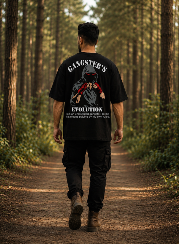 ChatGPT Image Jul 23, 2026, 02_38_12 PM Gangster Evolution Oversized Black T-Shirt for Men | 240 GSM Premium Cotton | DTF Print Streetwear Tee