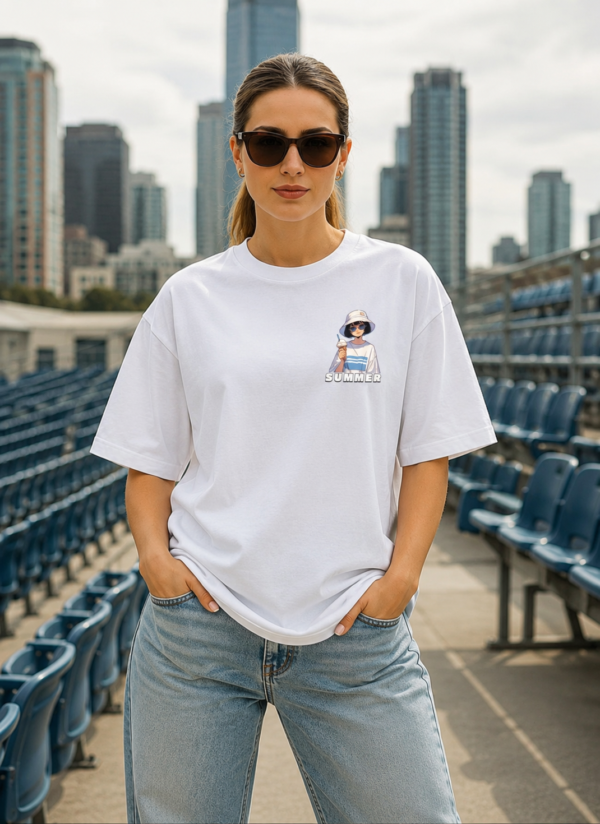 ChatGPT Image Jul 23, 2026, 03_22_00 PM Summer Anime Oversized T-Shirt for Women | Cute Aesthetic Graphic Tee | Minimal Vacation Vibe Casual White Oversized Cotton Tshirt