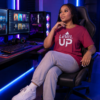 ChatGPT Image Jul 23, 2026, 03_34_33 PM Level Up Oversized T-Shirt for Women | Gaming Graphic Back Print Tee | Maroon Streetwear T-Shirt | Loopknit 240 GSM Premium Fit