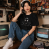 ChatGPT Image Jul 23, 2026, 03_47_08 PM Minimal Music Player Graphic Black Oversized T-Shirt for Women | Premium Loopknit 240 GSM Streetwear Tee | Round Neck Oversized T-Shirt GiftSpeaks